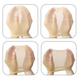 YANTAISIYU 6 Pieces Stocking Wig Caps for Lace Front Wigs Nylon Mesh Wig Cap for Women (Beige)