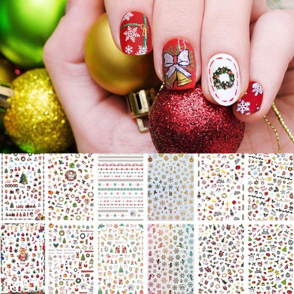 1000 Patterns Christmas nail art sticker decals, Kalolary Self-Adhesive Nail Stickers Santa Claus Snowflake Snowman Christmas Bell Tree Stick Elk for Christams Nail Decoration Gift(12 Sheets) 1000 Patterns Christmas nail art sticker decals, Kalolary Self-Adhesive Nail Stickers Santa Claus Snowflake Snowman Christmas Bell Tree Stick Elk for Christams Nail Decoration Gift(12 Sheets)