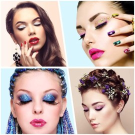 Sethexy 12 Colors Holographic Glitter Salon Manicure Superfine Nails Sequins Mixed Iridescent Paillette for Nails Art (C)