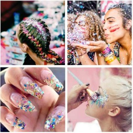 Sethexy 12 Colors Holographic Glitter Salon Manicure Superfine Nails Sequins Mixed Iridescent Paillette for Nails Art (C)