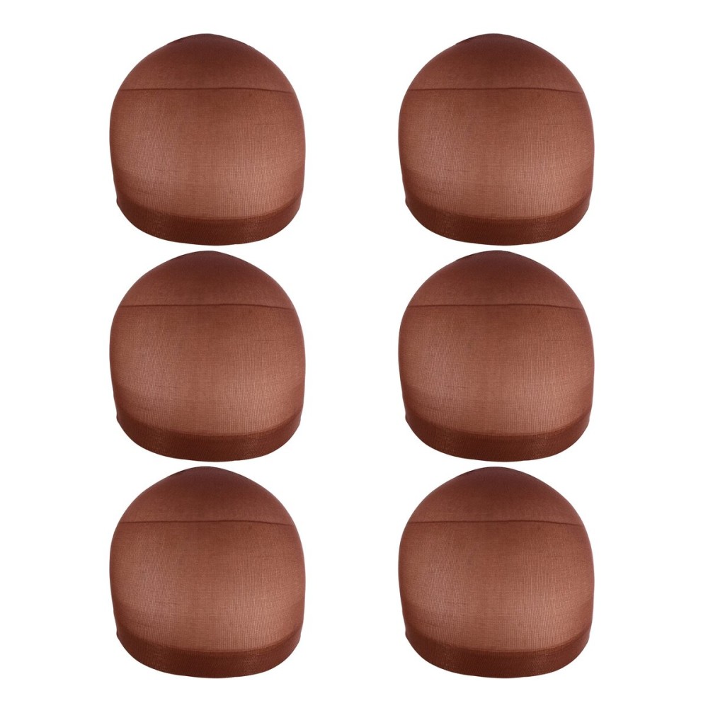 YANTAISIYU 6 Pieces Stocking Wig Caps for Lace Front Wigs Nylon Mesh Wig Cap for Women (Dark Brown)