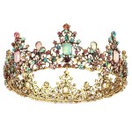 Bmirth Baroque Wedding Crown Colorful Rhinestone Bridal Crowns and Tiaras Crystal Bride Crown Prom Costume Party Hair Accessories for Women and Girls