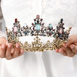 Bmirth Baroque Wedding Crown Colorful Rhinestone Bridal Crowns and Tiaras Crystal Bride Crown Prom Costume Party Hair Accessories for Women and Girls Bmirth Baroque Wedding Crown Colorful Rhinestone Bridal Crowns and Tiaras Crystal Bride Crown Prom Costume Party Hair Accessories for Women and Girls