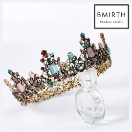 Bmirth Baroque Wedding Crown Colorful Rhinestone Bridal Crowns and Tiaras Crystal Bride Crown Prom Costume Party Hair Accessories for Women and Girls Bmirth Baroque Wedding Crown Colorful Rhinestone Bridal Crowns and Tiaras Crystal Bride Crown Prom Costume Party Hair Accessories for Women and Girls