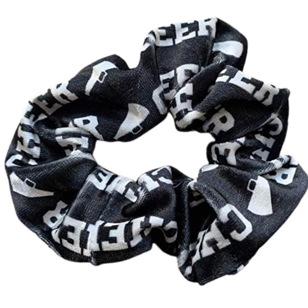 Infinity Collection - Cheer Scrunchie - Black Cheer Girl Hair Accessory, Elastic for Cheerleaders & Teams - Giftable, No Crease, Premium Quality
