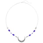 Obmyec Boho Head Chain Moon Headpieces Rhinestone Hair Chains Wedding Hair Accessories for Women and Girls (Blue)