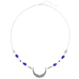 Obmyec Boho Head Chain Moon Headpieces Rhinestone Hair Chains Wedding Hair Accessories for Women and Girls (Blue)