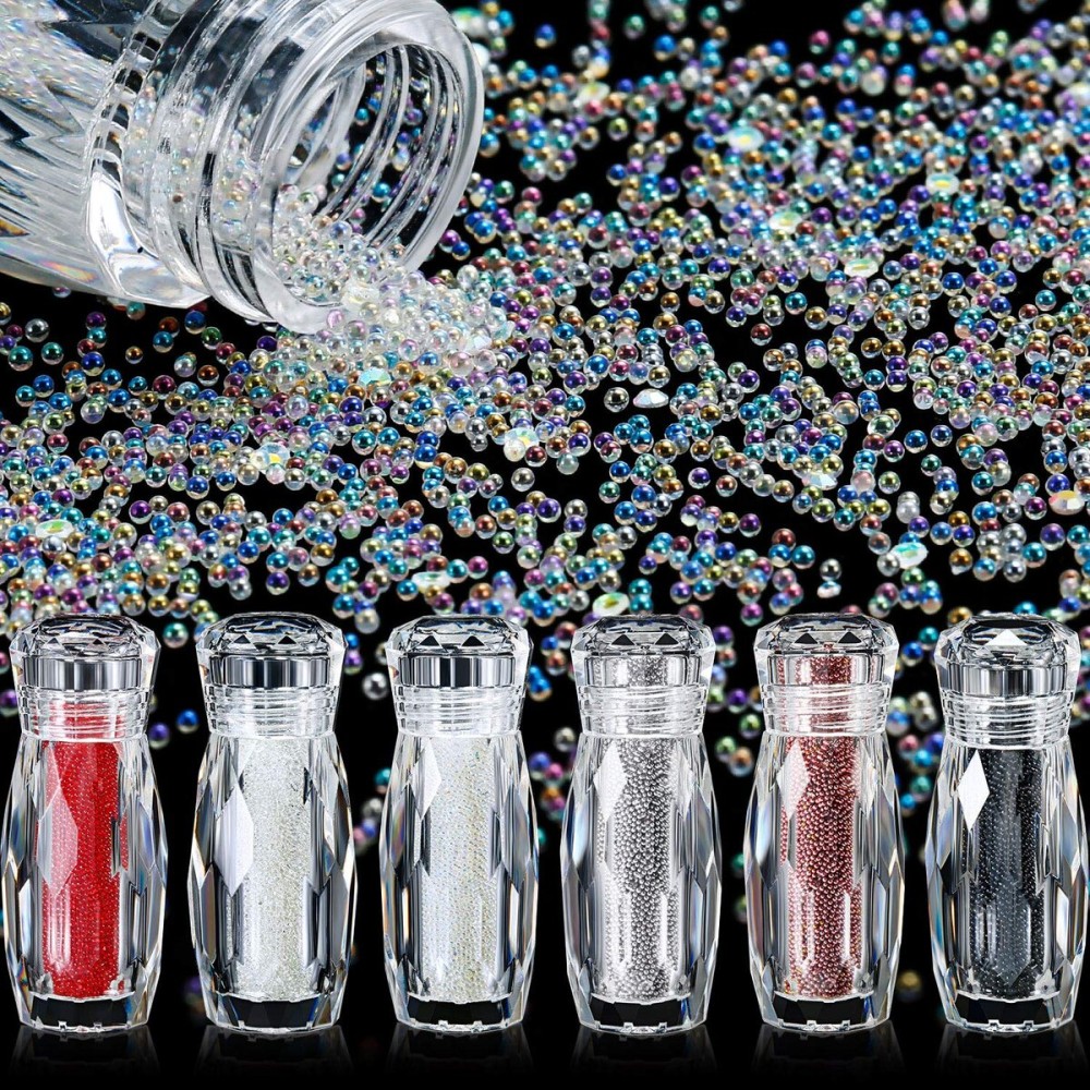Blulu 18000 Pcs Tiny Nail Rhinestones 0.8/1.2mm Nail Charms Gems Micro AB Caviar Bead Glass Iridescent Crystal Pixie Diamonds Gravel for Art Manicure Iridescent Shine DIY Craft Accessories(Multicolor)