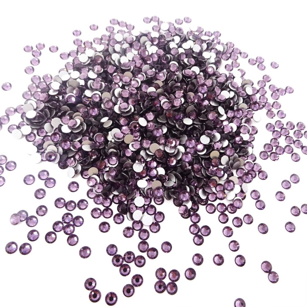 Honbay 1440PCS 5mm ss20 Sparkly Round Flatback Rhinestones Crystals, Non-Self-Adhesive (Dark Purple)