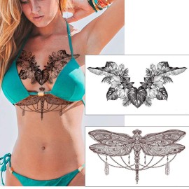 Glaryyears Sexy Temporary Tattoos for Women Girls, 6 Pack Black Fake 3D Realistic Large Tattoo Stickers, Perfect on Body Chest Waist Abdomen Underboob Glaryyears Sexy Temporary Tattoos for Women Girls, 6 Pack Black Fake 3D Realistic Large Tattoo Stickers, Perfect on Body Chest Waist Abdomen Underboob