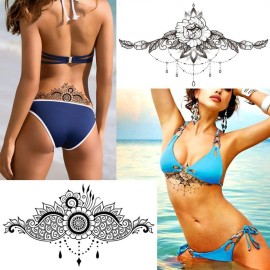 Glaryyears Sexy Temporary Tattoos for Women Girls, 6 Pack Black Fake 3D Realistic Large Tattoo Stickers, Perfect on Body Chest Waist Abdomen Underboob Glaryyears Sexy Temporary Tattoos for Women Girls, 6 Pack Black Fake 3D Realistic Large Tattoo Stickers, Perfect on Body Chest Waist Abdomen Underboob