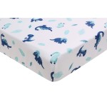 Dinosaur Crib Fitted Sheet White Blue T-Rex Dino Baby Crib Fitted Sheet Unisex
