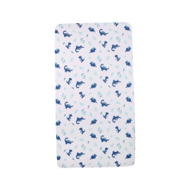 Dinosaur Crib Fitted Sheet White Blue T-Rex Dino Baby Crib Fitted Sheet Unisex
