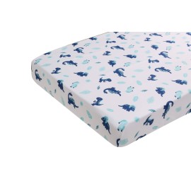 Dinosaur Crib Fitted Sheet White Blue T-Rex Dino Baby Crib Fitted Sheet Unisex
