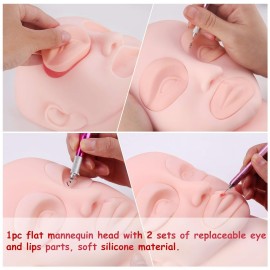 Microblading Practice Kit with Skin, Eyebrow Tattoo Kit, Flat Mannequin Head Lip Makeup with Eyebrow Blade Pen, Pigment Ink Ring, Training Practice Skin for Microblading Practice Permanent Makeup Microblading Practice Kit with Skin, Eyebrow Tattoo Kit, Flat Mannequin Head Lip Makeup with Eyebrow Blade Pen, Pigment Ink Ring, Training Practice Skin for Microblading Practice Permanent Makeup
