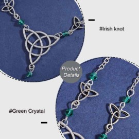 Aularso Boho Head Chain Silver Forehead Chain Irish Knot Hair Chain Crystal Headpieces Jewelry Hollow Headband Halloween Hair Accessories for Women and Girls (Green)