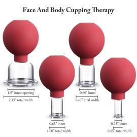 4 Pieces Glass Cupping Set Glass Silicone Cupping Cups Massage Vacuum Suction Cupping Cups for Body Face Leg Arm Back Shoulder Muscle and Joint Pain (Red) 4 Pieces Glass Cupping Set Glass Silicone Cupping Cups Massage Vacuum Suction Cupping Cups for Body Face Leg Arm Back Shoulder Muscle and Joint Pain (Red)