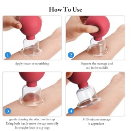 4 Pieces Glass Cupping Set Glass Silicone Cupping Cups Massage Vacuum Suction Cupping Cups for Body Face Leg Arm Back Shoulder Muscle and Joint Pain (Red) 4 Pieces Glass Cupping Set Glass Silicone Cupping Cups Massage Vacuum Suction Cupping Cups for Body Face Leg Arm Back Shoulder Muscle and Joint Pain (Red)
