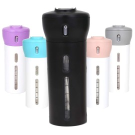 Travigo 4-in-1 Travel Bottle Dispenser, TSA Approved, Includes Four Empty Reusable 1.4 oz. (40 mL) Cosmetic Toiletry Containers for Sanitizer, Soap, Lotions, Skincare, Makeup Products (Black)