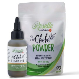 Roselle Naturals Chebe Oil for Hair Growth 2 Fl Oz Chebe Powder 20g Imported from Chad, Africa Chebe Powder Hair Oils for Stronger Longer Thicker Hair
