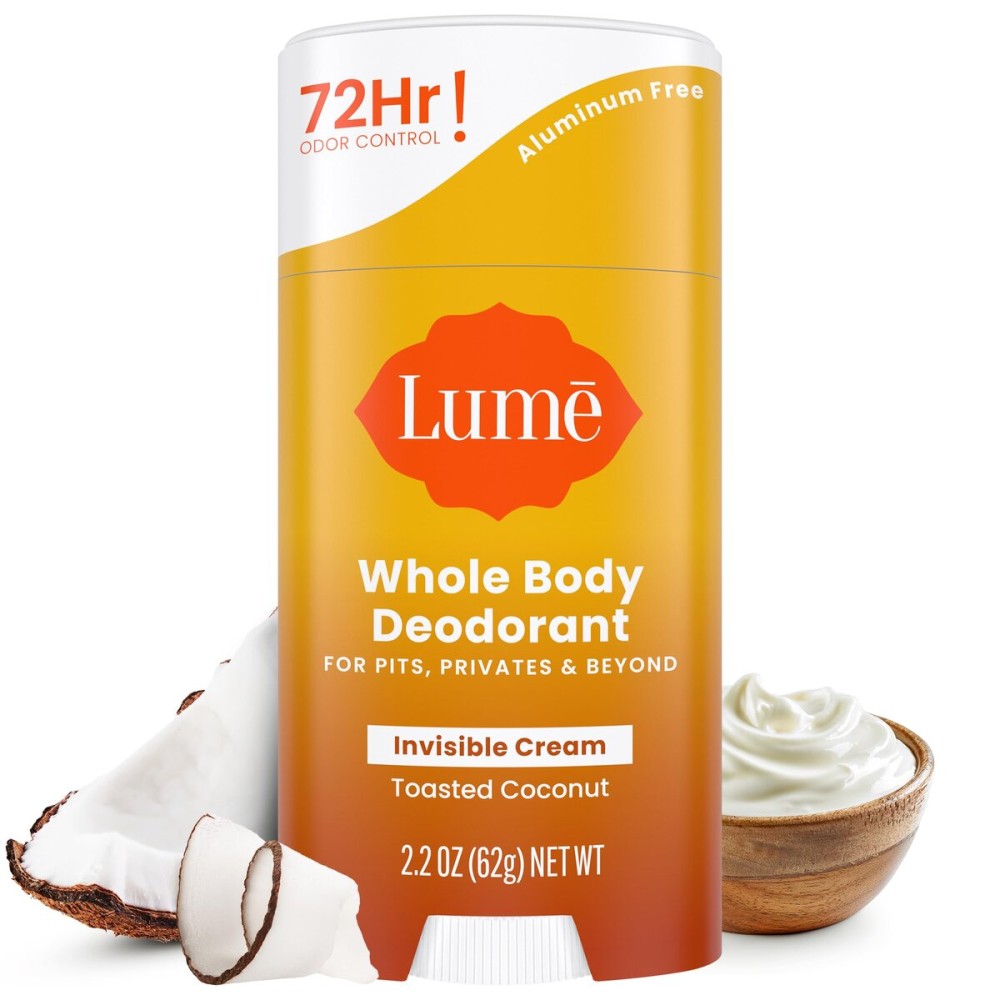 Lume Whole Body Deodorant - Invisible Cream Stick - 72 Hour Odor Control - Aluminum Free, Baking Soda Free, Skin Safe - 2.2 Ounce (Toasted Coconut) Lume Whole Body Deodorant - Invisible Cream Stick - 72 Hour Odor Control - Aluminum Free, Baking Soda Free, Skin Safe - 2.2 Ounce (Toasted Coconut)