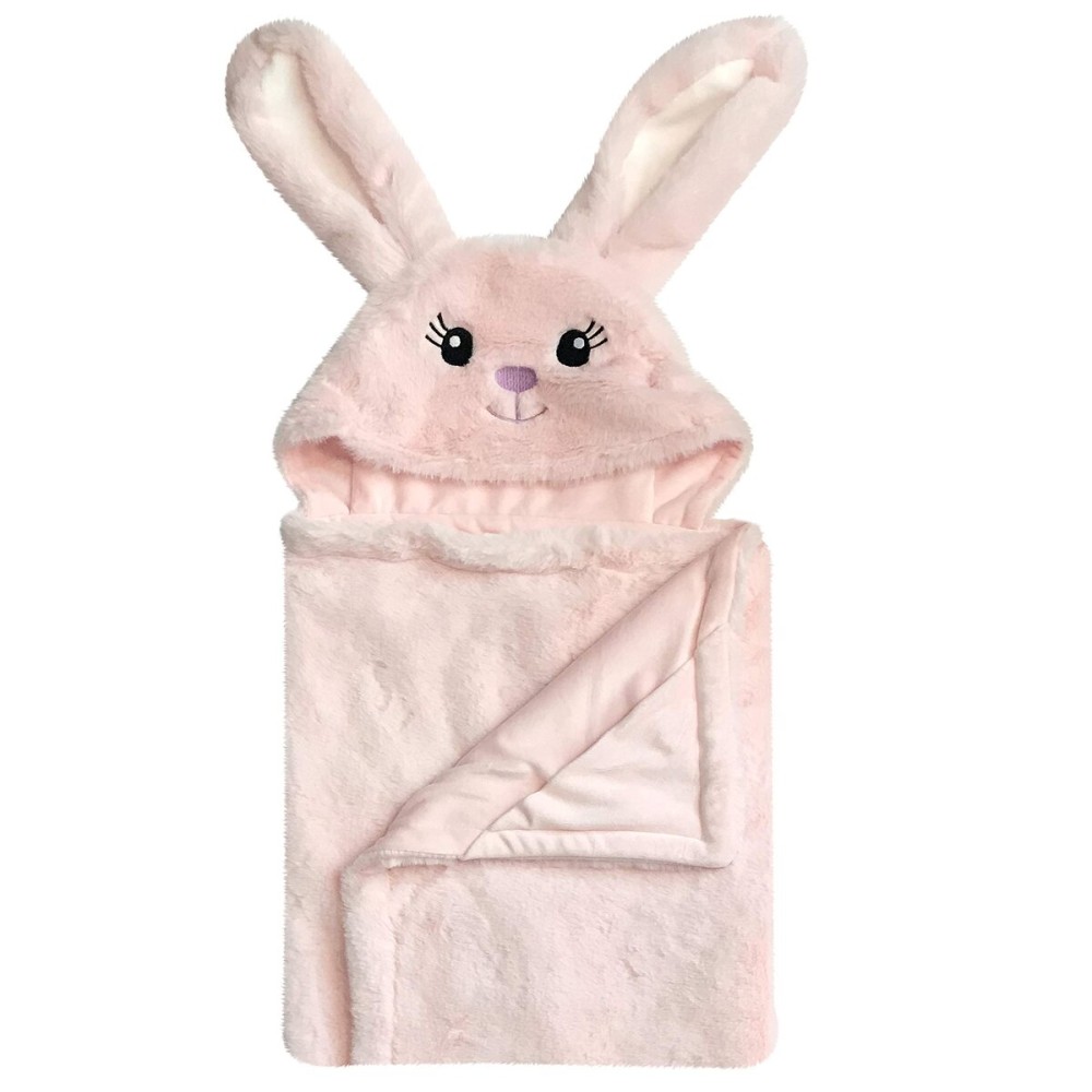 HappyCare Tex SNOOGIE Boo Ultra-Soft Baby Faux Fur Hooded Towel, Pink Small