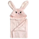 HappyCare Tex SNOOGIE Boo Ultra-Soft Baby Faux Fur Hooded Towel, Pink Small