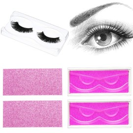 50 Sets Empty Eyelash Case Set - Lash Packaging and Storage Box With Tray and Internal Background Paper (Pink)