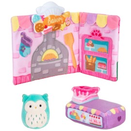 Squishville by Squishmallow Bakery Play Scene, 2 Winston Mini-Squishmallow, 8 Playset, 1 Plush Accessory, Marshmallow-Soft Animals, Bakery Toy