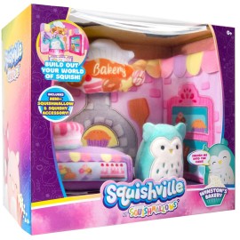Squishville by Squishmallow Bakery Play Scene, 2 Winston Mini-Squishmallow, 8 Playset, 1 Plush Accessory, Marshmallow-Soft Animals, Bakery Toy