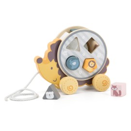 The Original Toy Company PolarB Viga Wood Toy - Pull Along Hedgehog with Sorting Wheel