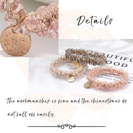 Brinie Hair Ties White Elastic Hair Scrunchies Crystal Hair Bands Bead Ponytail Holders Hair Accessories for Women and Girls (Pack of 3)