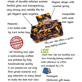 2 Pack Cutout Tortoise and Leopard Square Celluloid Acetate Jaw Clips for Thick Hair 2 Pack Cutout Tortoise and Leopard Square Celluloid Acetate Jaw Clips for Thick Hair