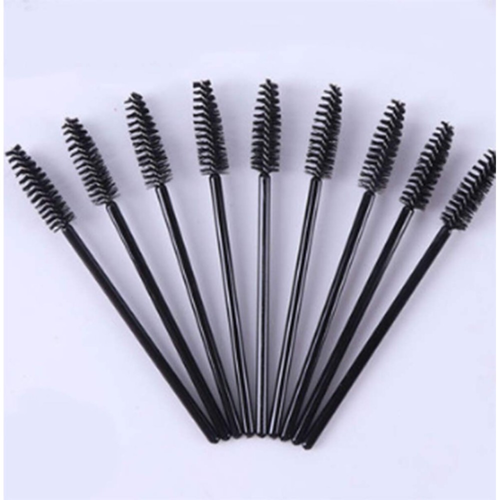 AKOAK 100 Pcs Disposable Eyelash Mascara Brushes, Makeup Spoolies Bulk, Mini Mascara Wands Brush for Eye Lashes Extension Eyebrow and Makeup, Black
