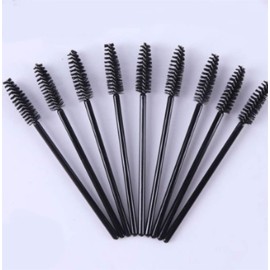 AKOAK 100 Pcs Disposable Eyelash Mascara Brushes, Makeup Spoolies Bulk, Mini Mascara Wands Brush for Eye Lashes Extension Eyebrow and Makeup, Black