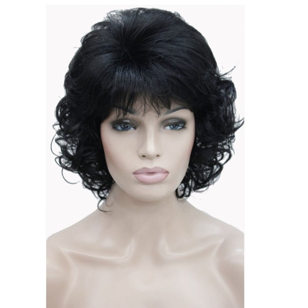 Lydell Short Soft Shaggy Layered Classic Cap Full Synthetic Wigs (Black)