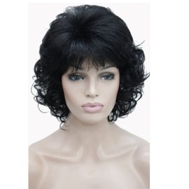 Lydell Short Soft Shaggy Layered Classic Cap Full Synthetic Wigs (Black)