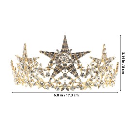 Minkissy Star Crown Headband Gold Crystal Tiara Crowns for Women Rhinstone Princess Crown Bridal Crown For Wedding Prom Birthday Christmas Party Headpiece