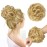 FESHFEN Messy Bun Hair Piece - Large Wavy Curly Elastic Hair Bun Scrunchies Ponytail Extensions Synthetic Chignon Hairpieces for Women, Strawberry Blonde & Bleach Blonde 1.94oz