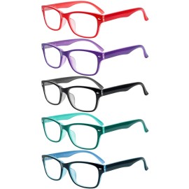 SIGVAN Reading Glasses 5 Packs Blue Light Blocking Eyeglasses Quality Spring Hinge Colorful Computer Readers for Women Men (5 Mix, 0.5, multiplier_x)
