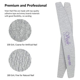 25 Pcs 100/180 Grit Nail Files, Washable Double Sided, Professional Emery Boards for Acrylic, Gel, Natural Nails, Salon & Home Use