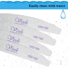 25 Pcs 100/180 Grit Nail Files, Washable Double Sided, Professional Emery Boards for Acrylic, Gel, Natural Nails, Salon & Home Use