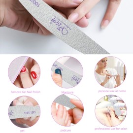 25 Pcs 100/180 Grit Nail Files, Washable Double Sided, Professional Emery Boards for Acrylic, Gel, Natural Nails, Salon & Home Use
