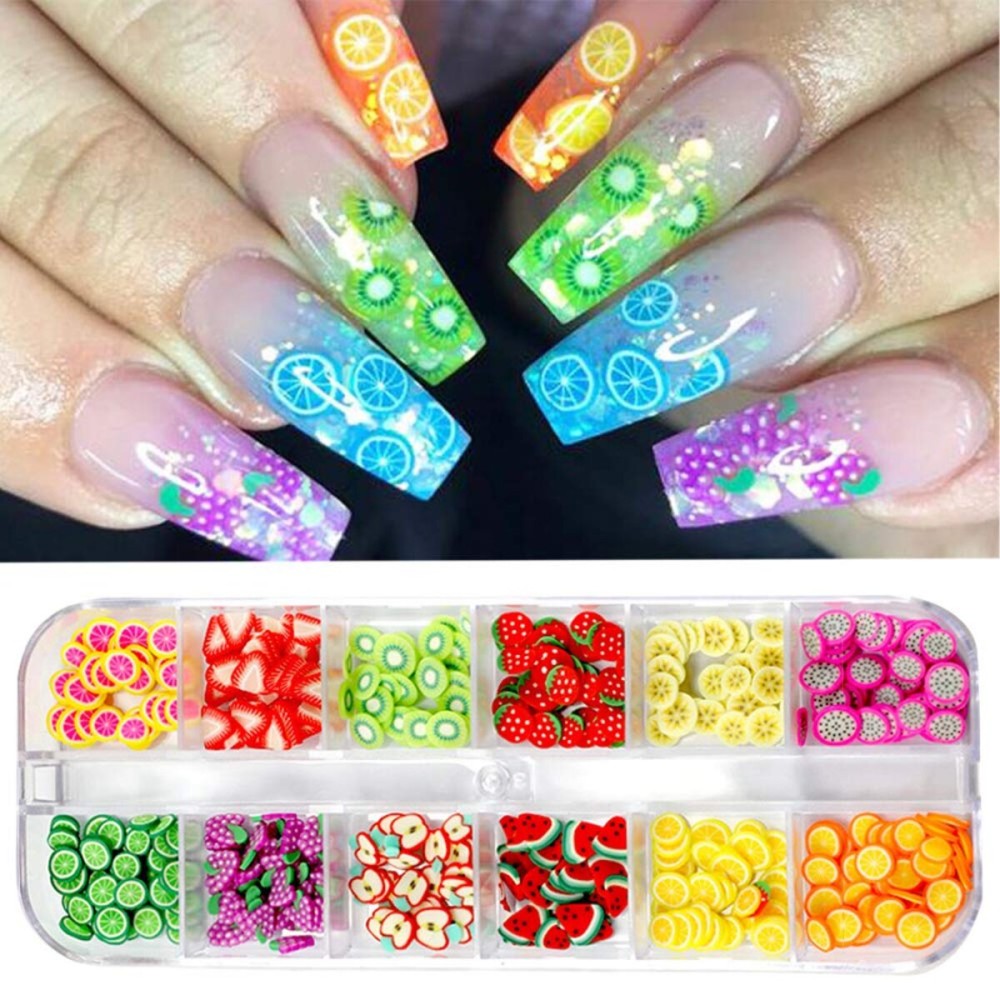 CHANGAR Fruit Nail Art Slices, 3D DIY Nail Art Fimo Slime Supplies Stickers Decoration Colorful Apple Kiwi Fruit Banana Lemon Strawberry Watermelon for DIY Crafts, Nail Art and Cellphone Decoration CHANGAR Fruit Nail Art Slices, 3D DIY Nail Art Fimo Slime Supplies Stickers Decoration Colorful Apple Kiwi Fruit Banana Lemon Strawberry Watermelon for DIY Crafts, Nail Art and Cellphone Decoration
