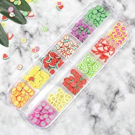 CHANGAR Fruit Nail Art Slices, 3D DIY Nail Art Fimo Slime Supplies Stickers Decoration Colorful Apple Kiwi Fruit Banana Lemon Strawberry Watermelon for DIY Crafts, Nail Art and Cellphone Decoration CHANGAR Fruit Nail Art Slices, 3D DIY Nail Art Fimo Slime Supplies Stickers Decoration Colorful Apple Kiwi Fruit Banana Lemon Strawberry Watermelon for DIY Crafts, Nail Art and Cellphone Decoration