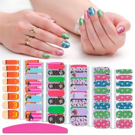 SILPECWEE 5 Sheets Halloween Nail Wraps for Women Holiday Pumpkin Skull Nail Polish Strips Gel Nail Strips Self Adhesive Fingernails Manicure Stickers with Nail File