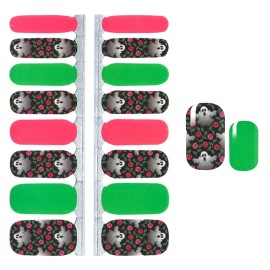 SILPECWEE 5 Sheets Halloween Nail Wraps for Women Holiday Pumpkin Skull Nail Polish Strips Gel Nail Strips Self Adhesive Fingernails Manicure Stickers with Nail File