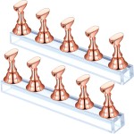 Blulu 2 Sets Acrylic Nail Display Stand Magnetic Press on Nails Practice Holder Stand DIY Painting Fingernail Stand for False Fingernail Manicure Tool Home Salon Use(Rose Gold)