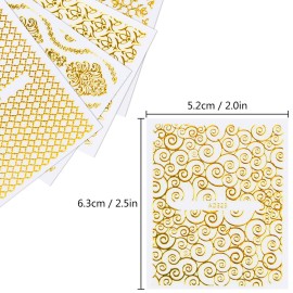 KISSBUTY Metallic Flowers & Vine Nail Decals - 20 Sheets 3D Flower Lace Adhesive Stickers - Gold Floral Nail Decor KISSBUTY Metallic Flowers & Vine Nail Decals - 20 Sheets 3D Flower Lace Adhesive Stickers - Gold Floral Nail Decor