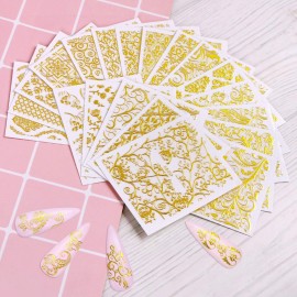 KISSBUTY Metallic Flowers & Vine Nail Decals - 20 Sheets 3D Flower Lace Adhesive Stickers - Gold Floral Nail Decor KISSBUTY Metallic Flowers & Vine Nail Decals - 20 Sheets 3D Flower Lace Adhesive Stickers - Gold Floral Nail Decor